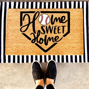 Home Sweet Home Baseball Doormat | Niestandardowa wycieraczka | Pomysł na prezent | Sport