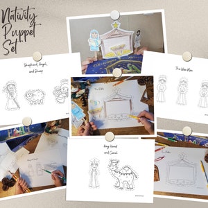 Nativity Puppet Set Christmas | Color Your Own and Pretend Puppets | Jesus, Mary, Joseph | Bible Activity Homeschool Unit Study Lesson