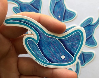 Autocollant en vinyle bleu galuchat, décalcomanie océan voiture (3 pouces)