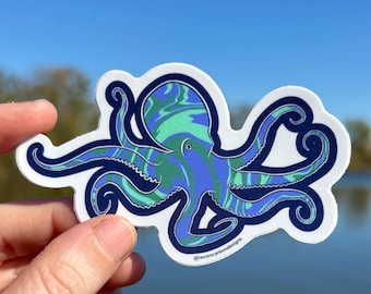 Adhesivo de vinilo de pulpo colorido, calcomanía para coche con diseño oceánico (3 pulgadas)