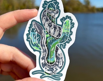 Snake Cactus Vinyl Sticker, Laptop Decal