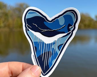 Megalodon Sharktooth Vinyl Sticker, Ocean Car Decal