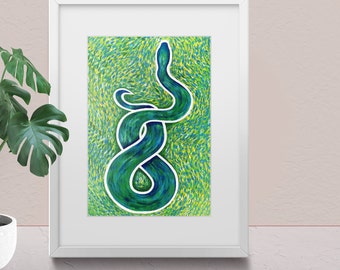 Snake Acrylic Painting Print | Sea Life Illustration