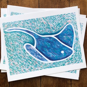 Stingray Acrylfarben Druck 20 x 25 cm | Illustration, Malerei, Kunst am Meer, Leben im Meer, Ozean, Wohnkultur, Geschenk, Natur, Tiere