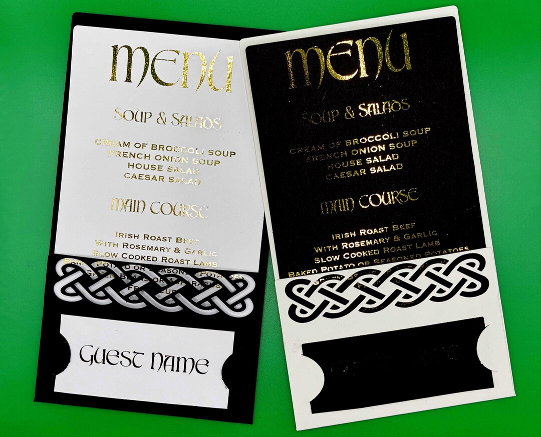 Celtic Menu With Cover SVG - With or Without Name Cards - Etsy