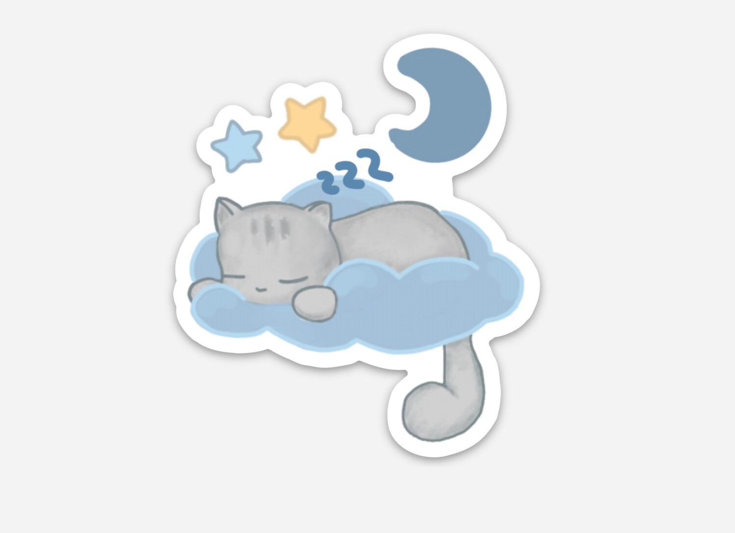 Cute Sleepy Cat Die Cut Vinyl Sticker - Etsy
