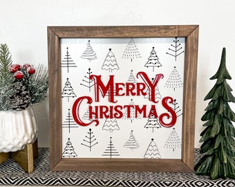 Merry Christmas Sign, Merry Christmas Decor, Christmas Sign, Christmas Trees, Holiday Sign