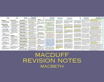 Macduff revision notes/ Macbeth character analysis/ UK GCSE Shakespeare study guide/ Teacher resource/ themes/ key quotes/ study notes