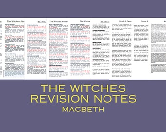 The Witches revision notes/ Macbeth character analysis/ UK GCSE Shakespeare study guide/ Teacher resource/ themes/ key quotes/ study notes