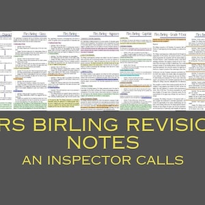 Mrs Birling revision notes/ character study guide/ an inspector calls/ uk gcse revision book/ grade 9 English literature/ teaching resources