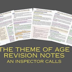 An Inspector Calls Study Guide/ theme of age/ young and old/ GCSE English Literature/ Revision Notes/ Character Revision Papers/ printable