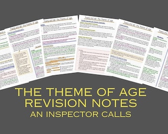 An Inspector Calls Study Guide/ theme of age/ young and old/ GCSE English Literature/ Revision Notes/ Character Revision Papers/ printable