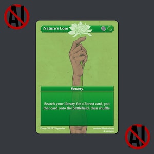 Carta de sustitución de Nature's Lore, mazo de Commander o FNM, altar de arte completo