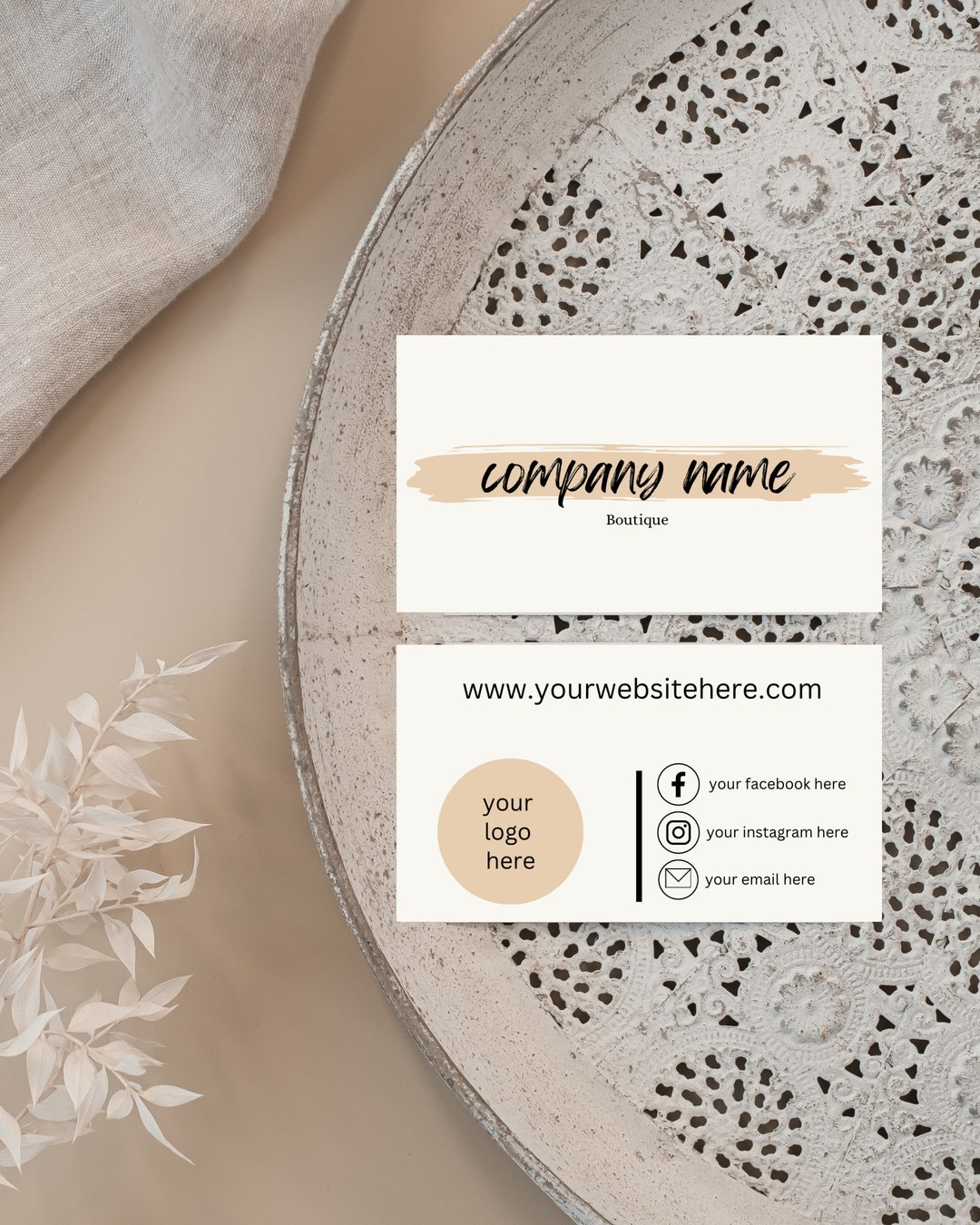 Editable Business Card , Canva Template , Boho , Modern - Etsy