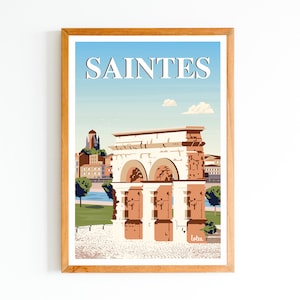 Saintes Poster - Arch of Germanicus - Charente-Maritime | Minimalist Vintage Poster | Travel Poster | Home Decor