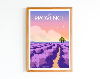 Provence Poster - Lavender Fields | Minimalist Vintage Poster | Travel Poster | Home Decor