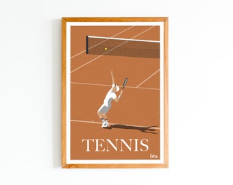 Tennis poster (Roland Garros version) - | Vintage Minimalist Poster | Travel Poster | Travel Poster | Interior decoration