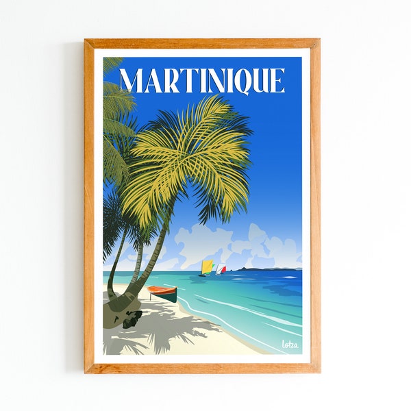 Affiche Martinique - Antilles - Yoles Ronde | Poster Vintage Minimaliste | Affiche de Voyage | Travel Poster | Déco intérieure