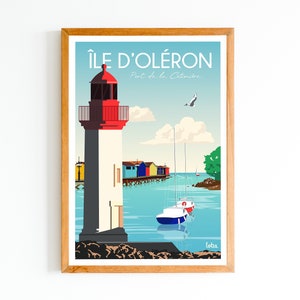 Poster Île d&#39;Oléron - Charente-Maritime | Vintage minimalistisches Poster | Reiseposter | Reiseposter | Innenausstattung