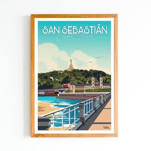 Póster San Sebastián - País Vasco - España | Póster minimalista vintage | Cartel de viaje | Cartel de viaje | Decoración de interiores