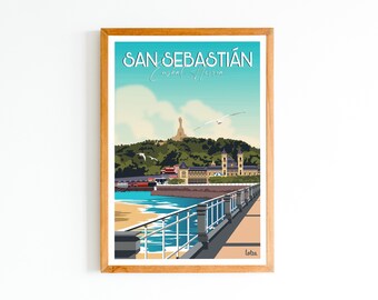 Poster San Sebastián - Basque Country - Spain | Vintage Minimalist Poster | Travel Poster | Travel Poster | Interior decoration