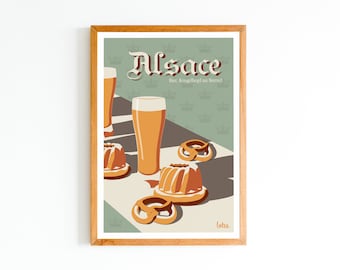 Alsace Poster - Alsatian Specialties | Vintage Minimalist | Travel Poster | Home Decor | Wall Poster
