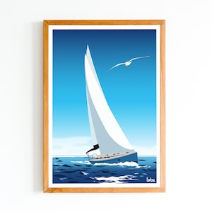 Sailboat Poster - Boat - Sea | Minimalist Vintage Poster | Travel Poster | Travel Poster | Interior Decor
