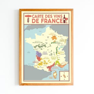 French Wine Map Poster | Vintage Minimalist Poster | Travel Poster | Travel Poster | Interior decoration