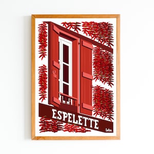 Espelette Poster - Basque Country - Chili Pepper | Vintage Minimalist Poster | Travel Poster | Travel Poster | Interior decoration