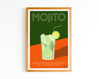 Mojito Poster - Cocktail | Vintage Minimalist Poster | Travel Poster | Travel Poster | Interior decoration