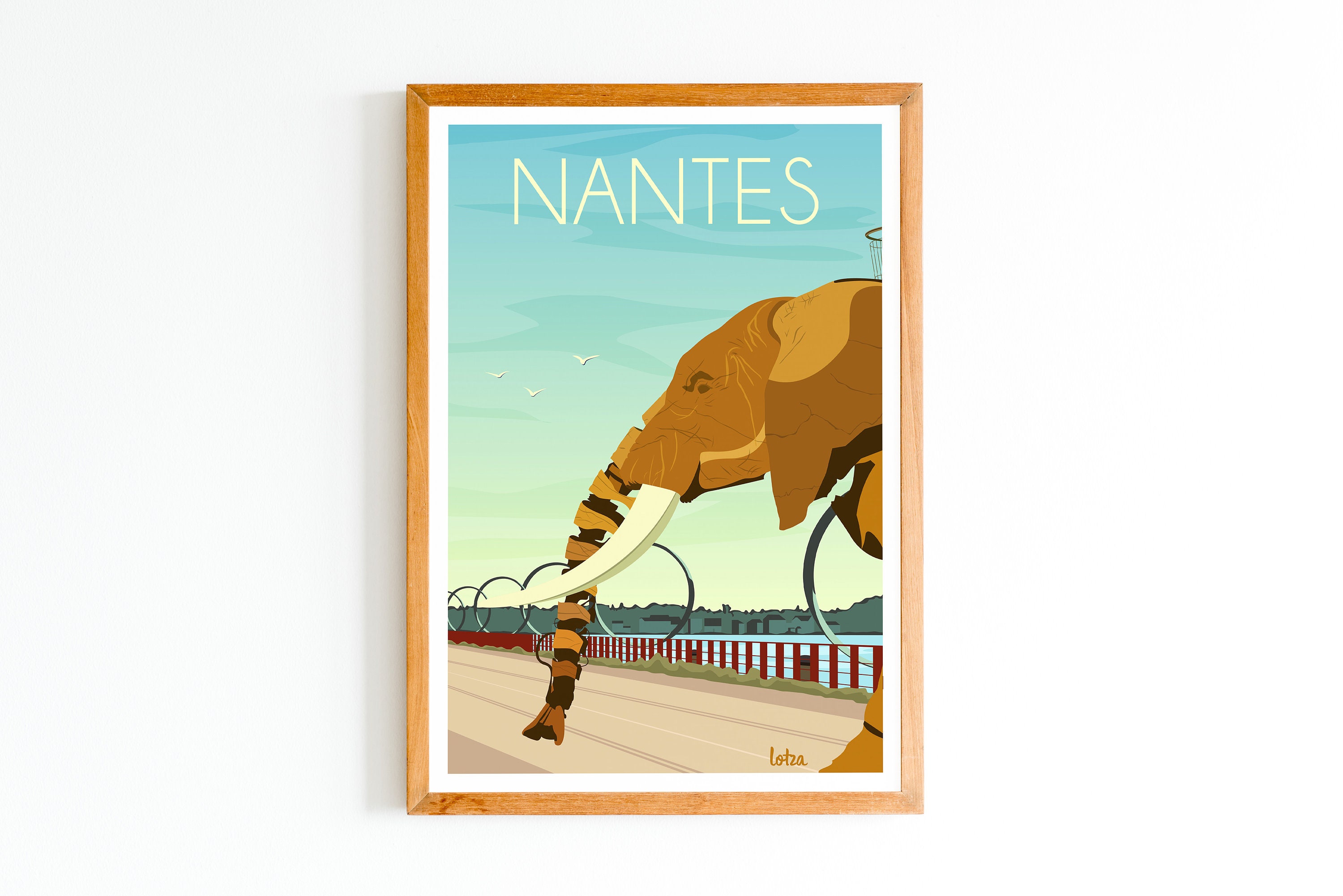 Nantes Poster - Machine Island - Elephant - Rings | Minimalist Vintage Poster | Travel Poster | Home Decor