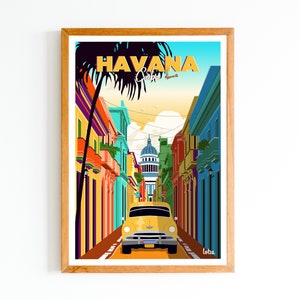 Poster Havanna, Kuba | Vintage minimalistisches Poster | Reiseposter | Reiseposter | Innenausstattung