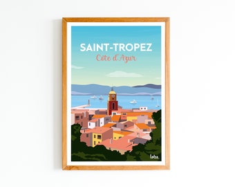 Poster Saint-Tropez - Jet Set - Côte d'Azur | Vintage Minimalist Poster | Travel Poster | Travel Poster | Interior decoration