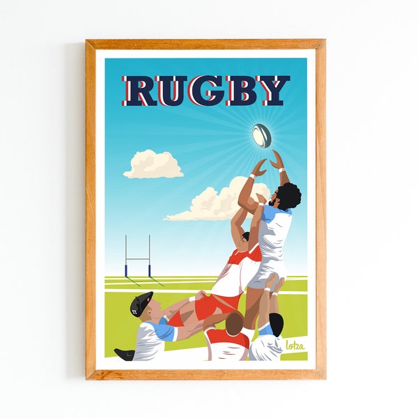 Affiche Rugby Basque Aviron Bayonnais Biarritz Olympique | Poster Vintage Minimaliste | Affiche de Voyage | Travel Poster | Déco intérieure