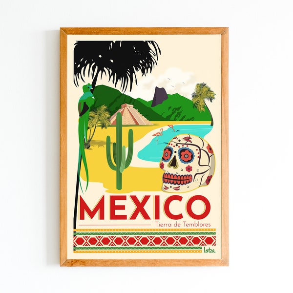 Affiche Mexique - Mexico - Fêtes des Morts | Poster Vintage Minimaliste | Affiche de Voyage | Travel Poster | Déco intérieure