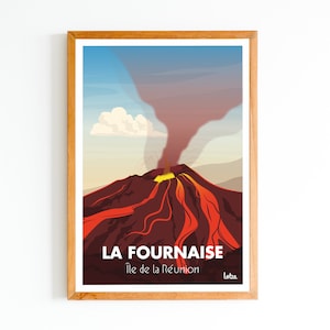 Poster La Réunion - Piton de la Fournaise | Vintage minimalistisches Poster | Reiseposter | Reiseposter | Innenausstattung