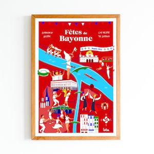 Bayonne Festival Poster - Basque Country | Vintage Minimalist Poster | Travel Poster | Travel Poster | Interior decoration