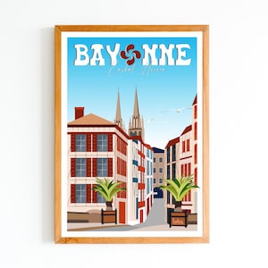 Bayonne Poster - Basque Country - Euskal Herria | Minimalist Vintage Poster | Travel Poster | Interior Decoration
