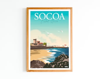 Póster de Socoa - País Vasco | Póster vintage minimalista | Póster de viaje | Decoración del hogar