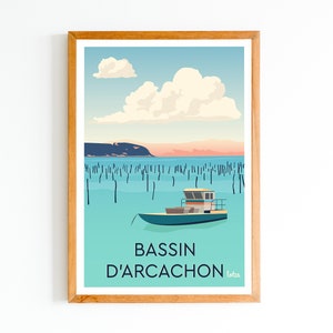 Arcachon Bay Poster Dune of Pilat | Minimalist Vintage Poster | Travel Poster | Home Decor