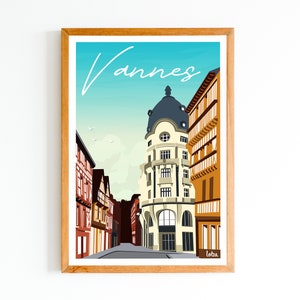 Póster Vannes - Bretanha | Pôster minimalista vintage | Poster de viagem | Poster de viagens | Decoração de interior