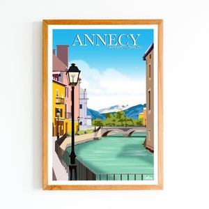Affiche Annecy - Haute-Savoie | Poster Vintage Minimaliste | Affiche de Voyage | Travel Poster | Déco intérieure