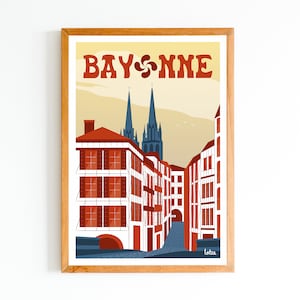 Poster Bayonne - Basque Country | Vintage Minimalist Poster | Travel Poster | Travel Poster | Interior decoration