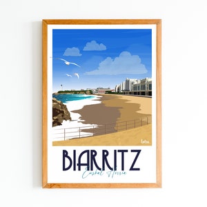 Poster Biarritz - Basque Country | Vintage Minimalist Poster | Travel Poster | Travel Poster | Interior decoration