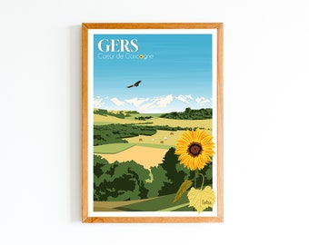 Gers Poster | Vintage Minimalist Poster | Travel Poster | Travel Poster | Interior decoration