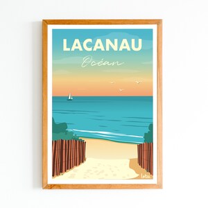 Lacanau Poster – Strand | Vintage minimalistisches Poster | Reiseposter | Reiseposter | Innenausstattung