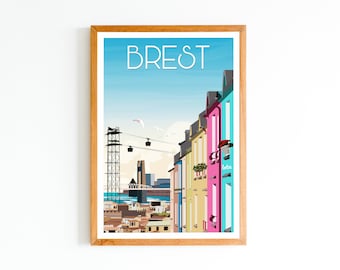 Poster Brest - Cable car - Rue Félix-Le Dantec - | Vintage Minimalist Poster | Travel Poster | Travel Poster | Interior decoration