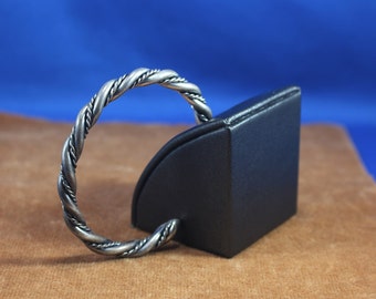 Sterling Silver Twisted Cuff Bracelet, Vintage Silver Bangle, Trending Silver Stacking Bracelet Gift
