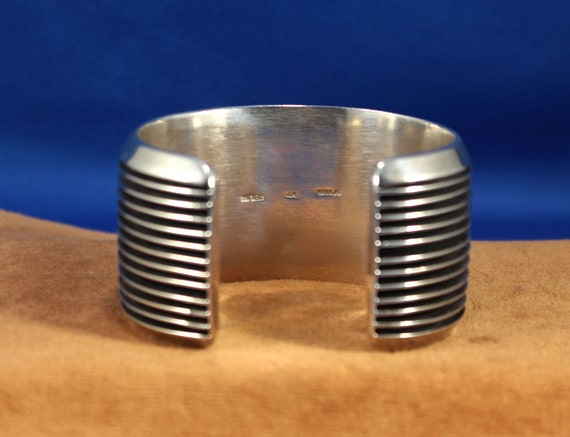 Sterling Silver Anodized Ridged Cuff Bracelet, Vi… - image 3