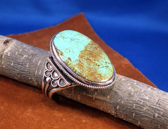Kingman Natural Turquoise Extra Large Oval and Silver Cuff